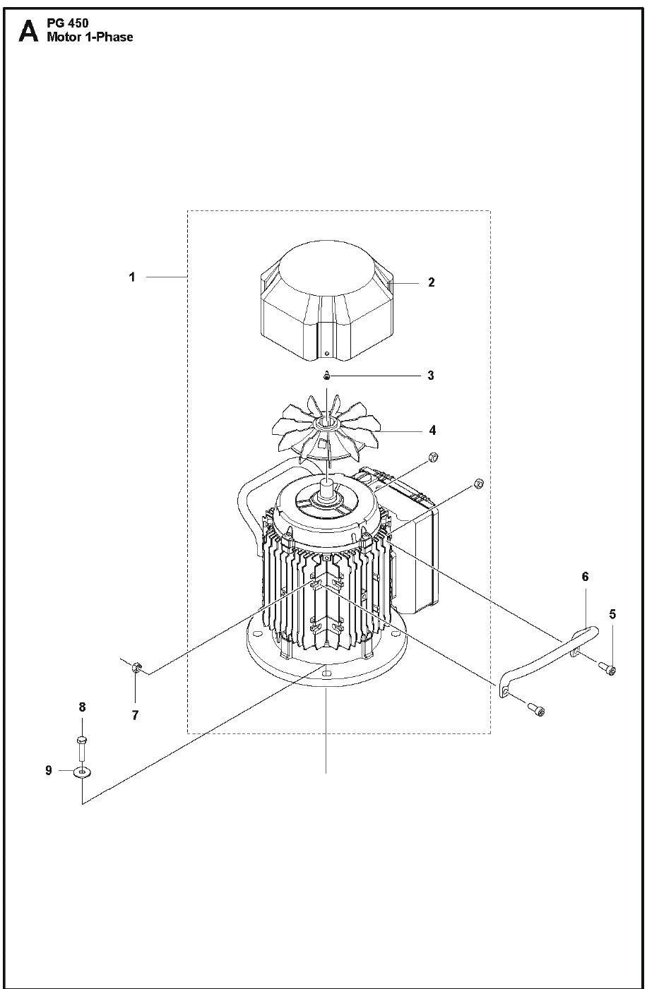 Motor 1-Phase Parts for PG 450 2018-02 By Husqvarna