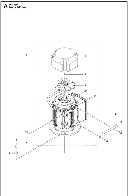 Motor 1-Phase Parts for PG 450 2018-02 By Husqvarna