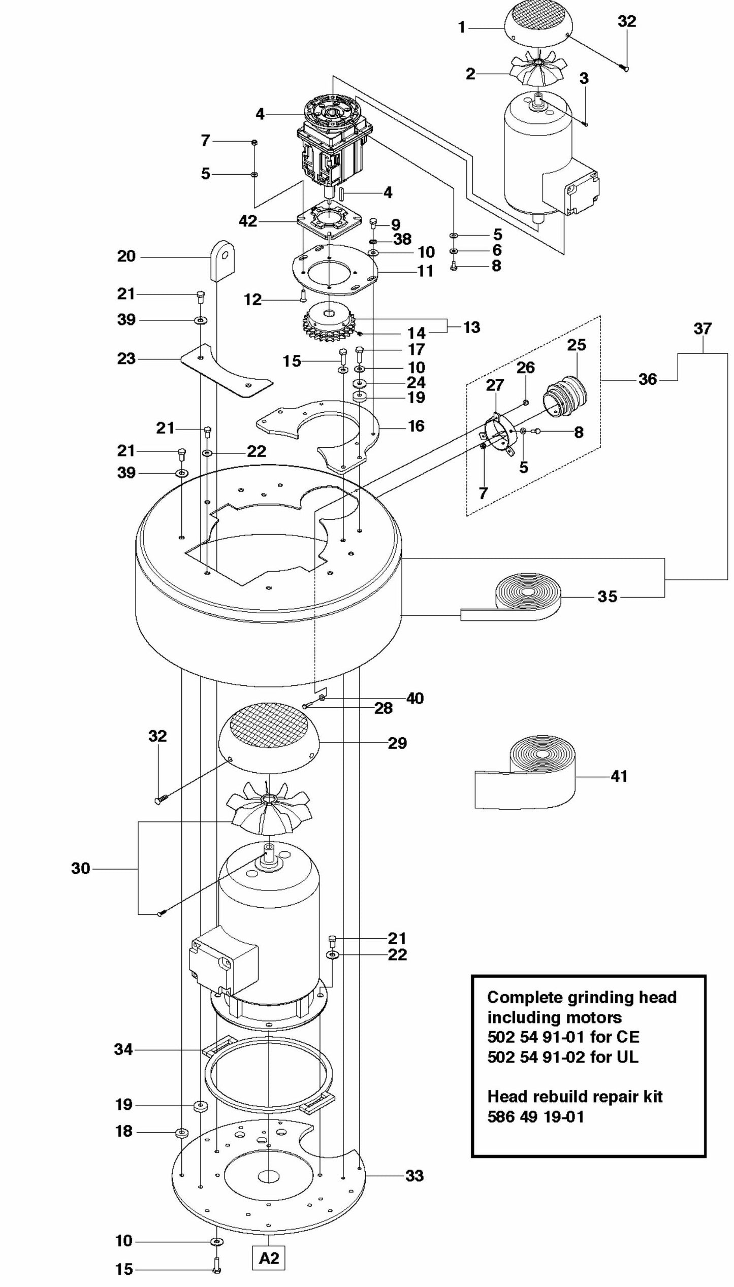Grinding Head Assembly Parts-1 For PG 680 By Husqvarna