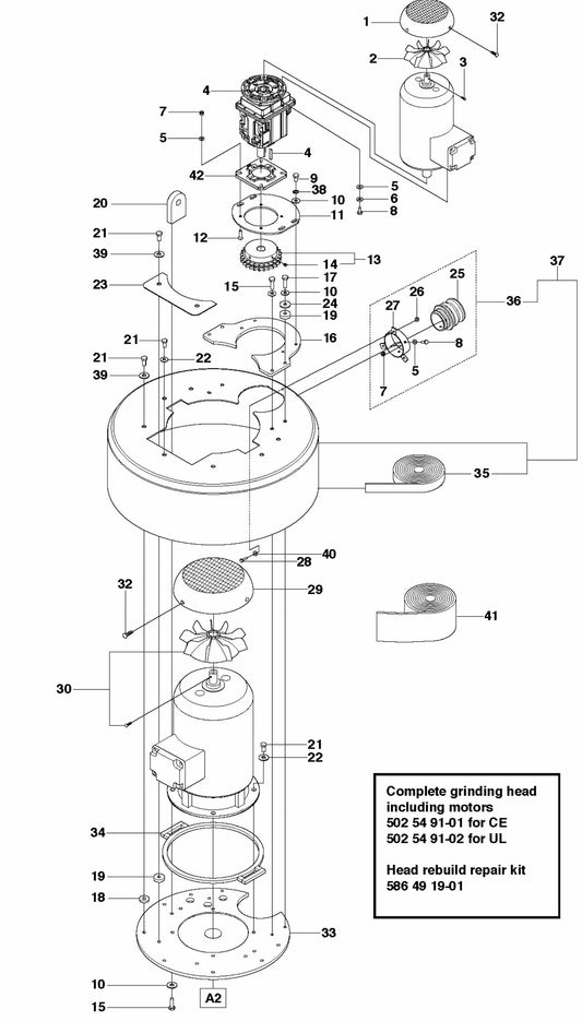 Grinding Head Assembly Parts-1 For PG 680 By Husqvarna