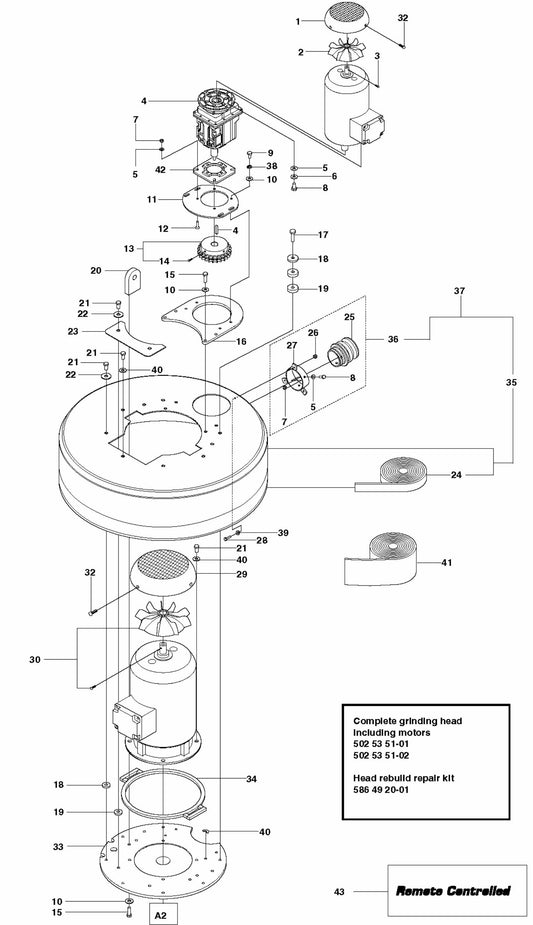 PG 820 RC Grinder Assembly Parts-1 By Husqvarna