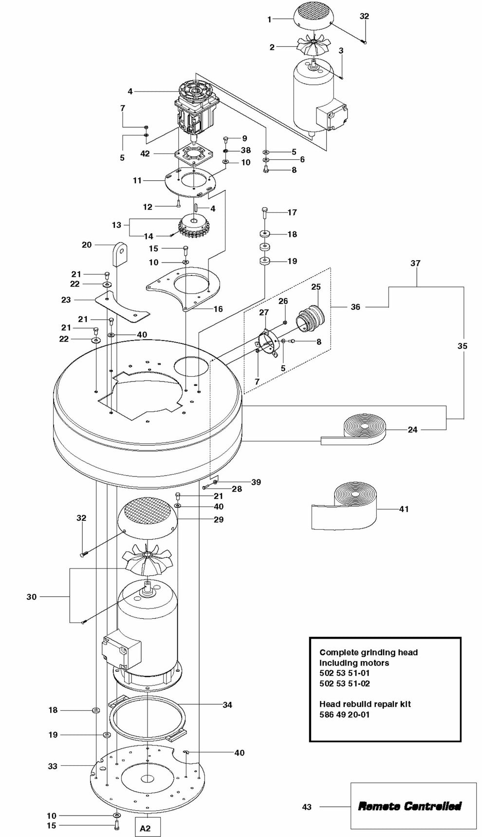 PG 820 RC Grinder Assembly Parts-1 By Husqvarna