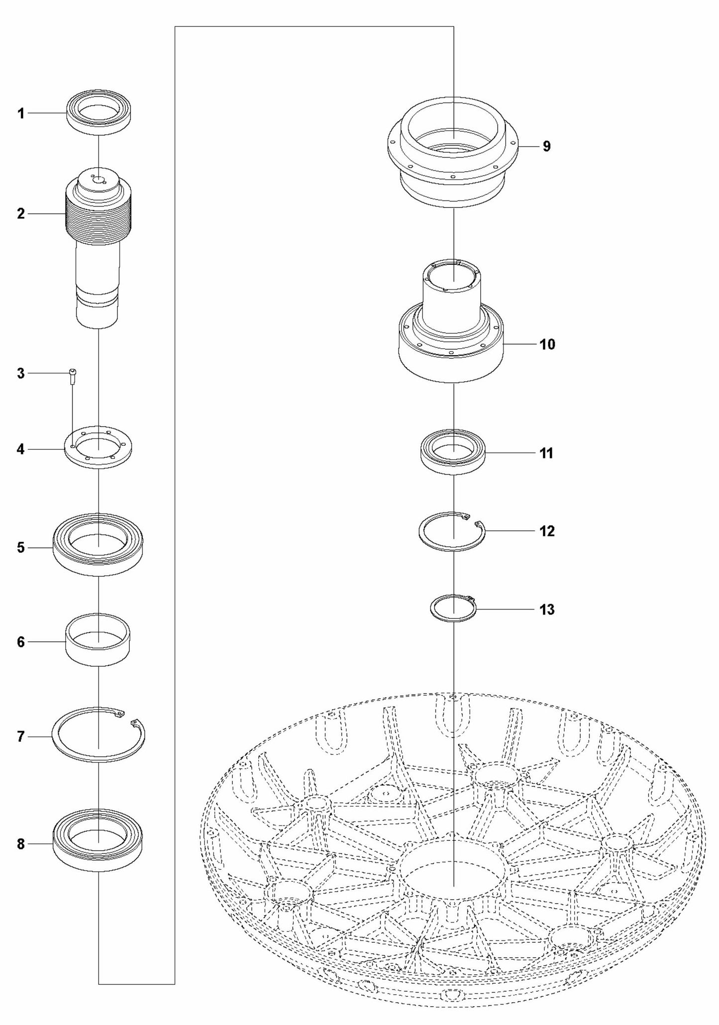 PG 830 P Center Hub Assembly Parts By Husqvarna
