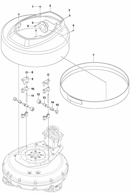 PG 830 P Grinding Head, Outer Assembly Parts By Husqvarna