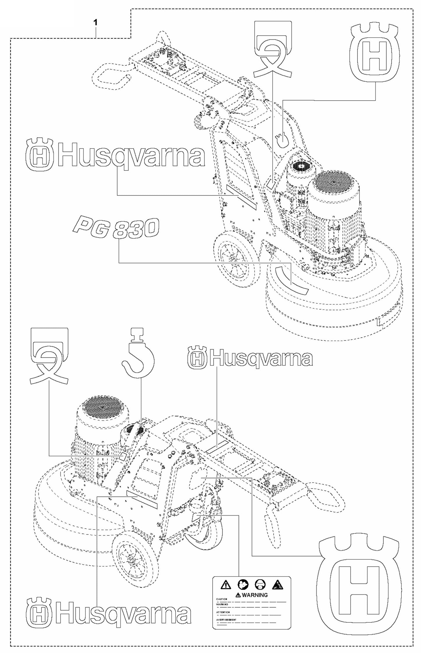 PG 830 P Decals Assembly Parts By Husqvarna