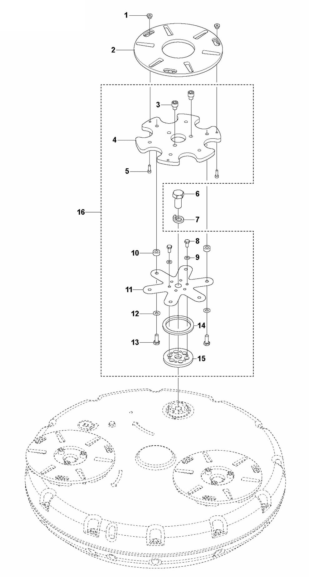 PG 830 P Grinding Head, Lower Assembly Parts By Husqvarna
