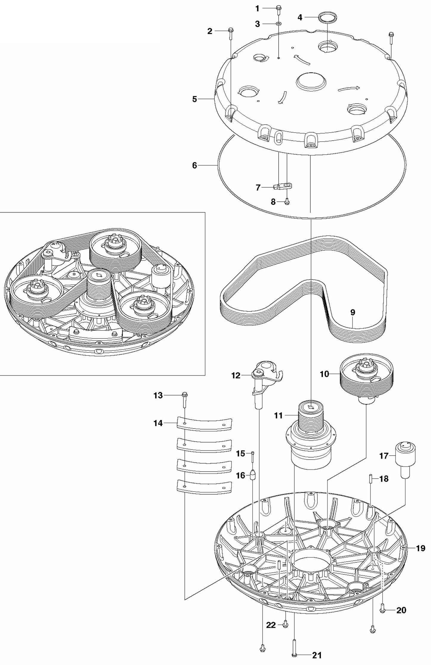 PG 830 P Grinding Head, Internal Assembly Parts By Husqvarna