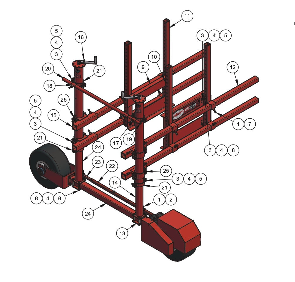 WB1824 Pneumatic Wheel, Left Hand Section Assembly Parts by Allen Engineering