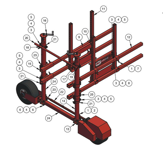 WB1824 Pneumatic Wheel, Left Hand Section Assembly Parts by Allen Engineering