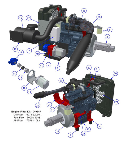 TRTP255T4 Triple Roller Tube Pavers Power Unit Assembly Parts by Allen Engineering