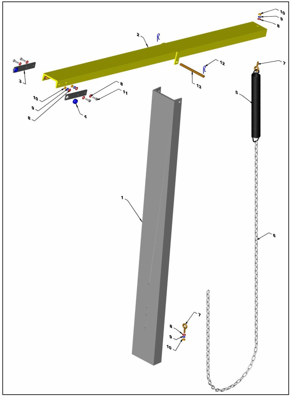 PRO-1200 E Mast And Cross Beam Frame Assembly Parts