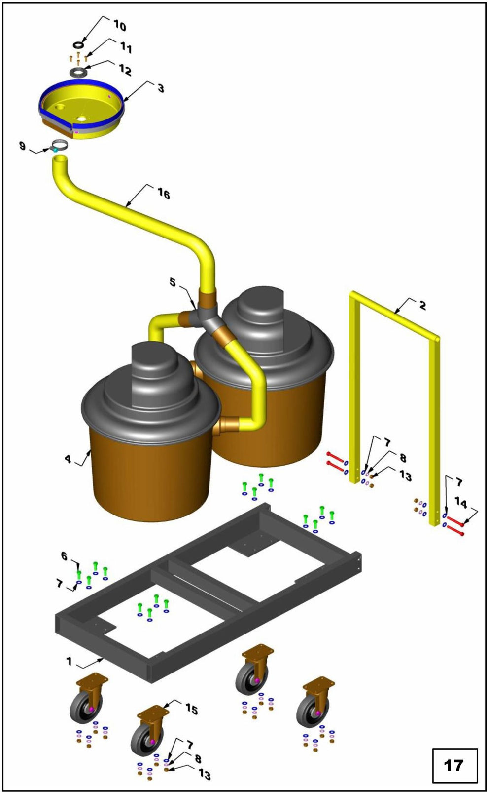 PRO-1200 E Dual Vacuum Cart Assembly Parts