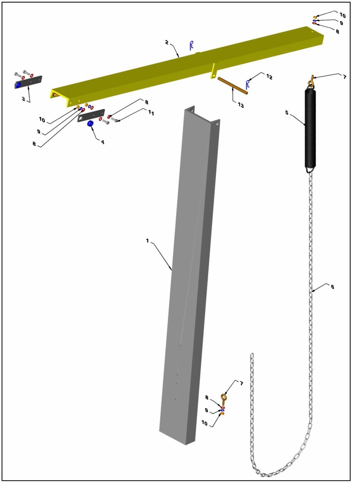 PRO-1200G Mast And Cross Beam Frame Assembly Parts