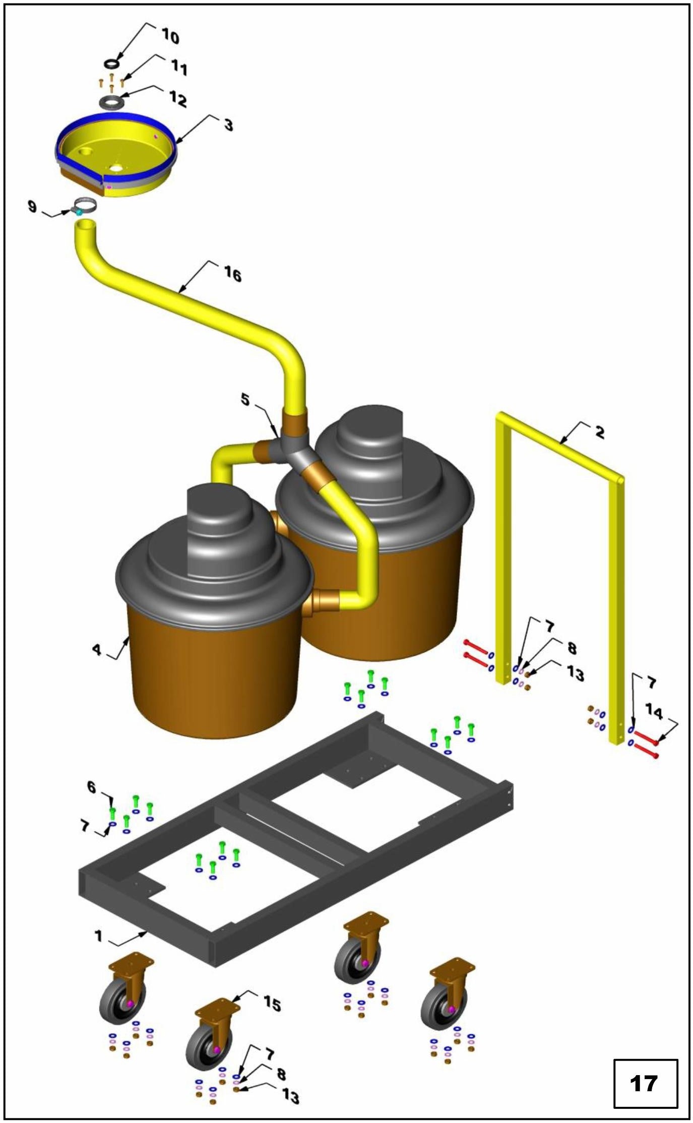 PRO-1200G Dual Vacuum Cart Assembly Parts