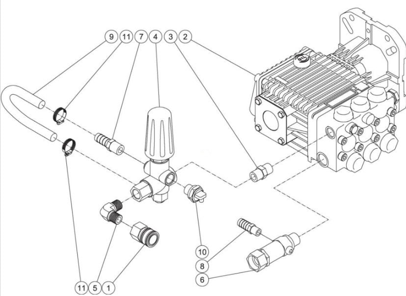 CA-3504-1MHB, CA-4004-0FHA/0FHG/1MHB Pump (With External Bypass) Assembly Parts by Mi-T-M
