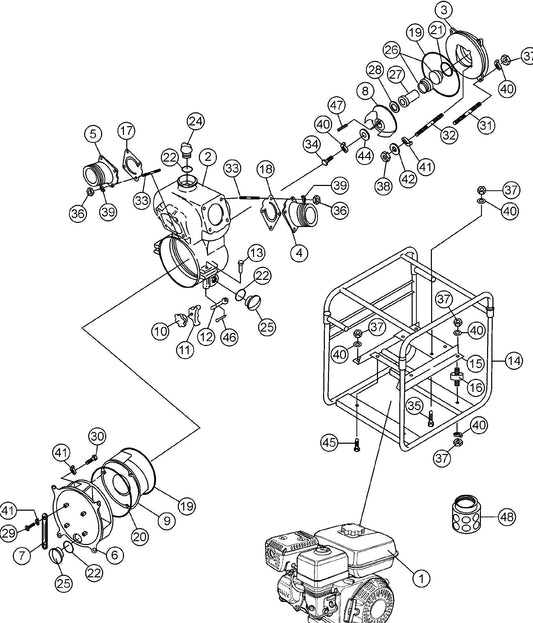 QP40TH Pump Assembly Parts By Multiquip