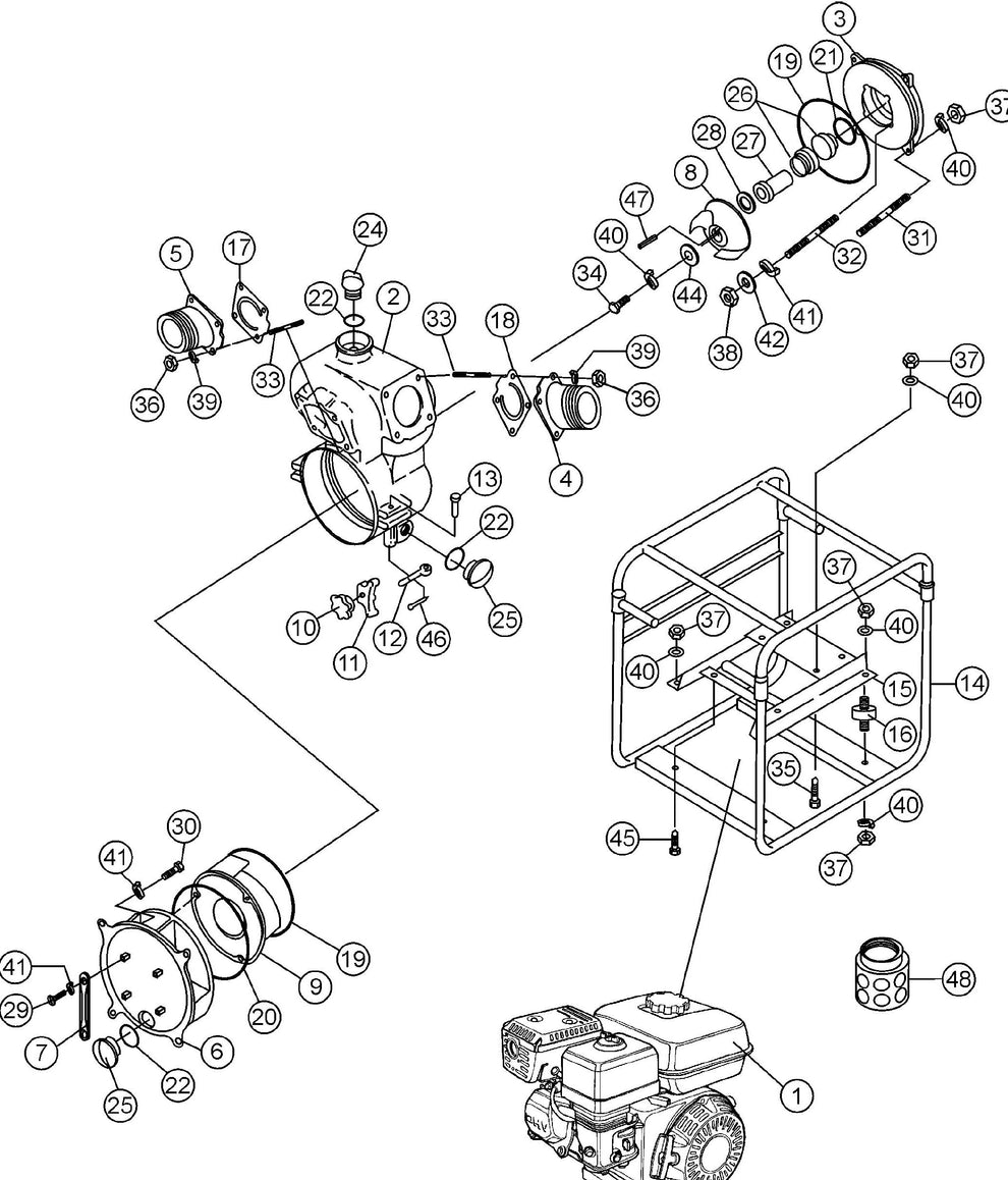 QP40TH Pump Assembly Parts By Multiquip