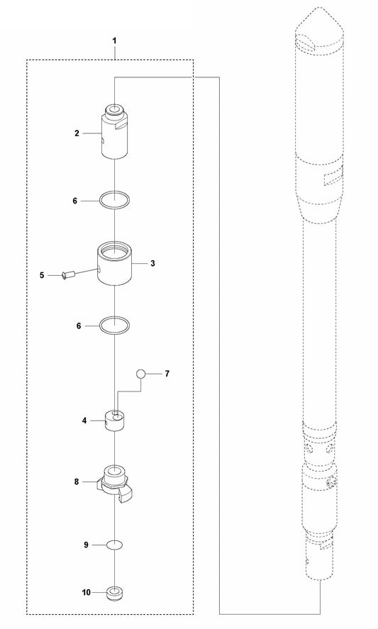 PV 47 Quick Coupling w/ Ball-Stop Valve Assembly Parts By Husqvarna