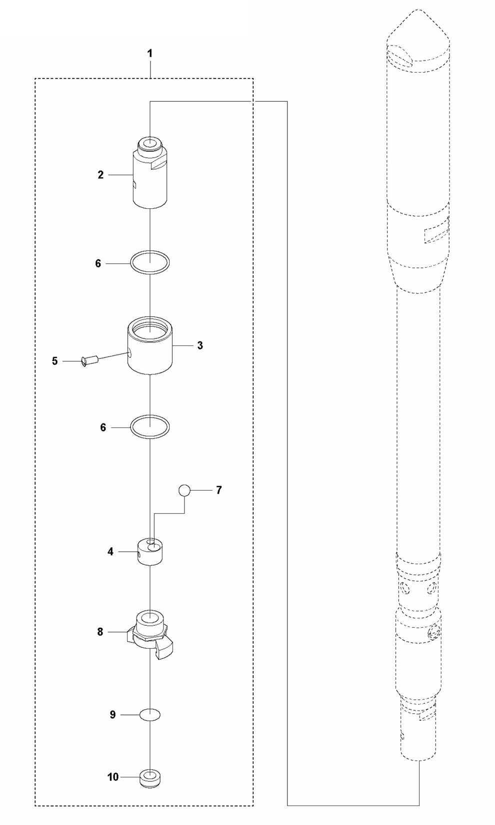 PV 47 Quick Coupling w/ Ball-Stop Valve Assembly Parts By Husqvarna