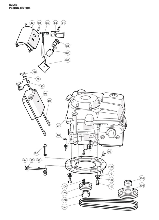 Petrol Motor Parts For BG 250 P By Husqvarna