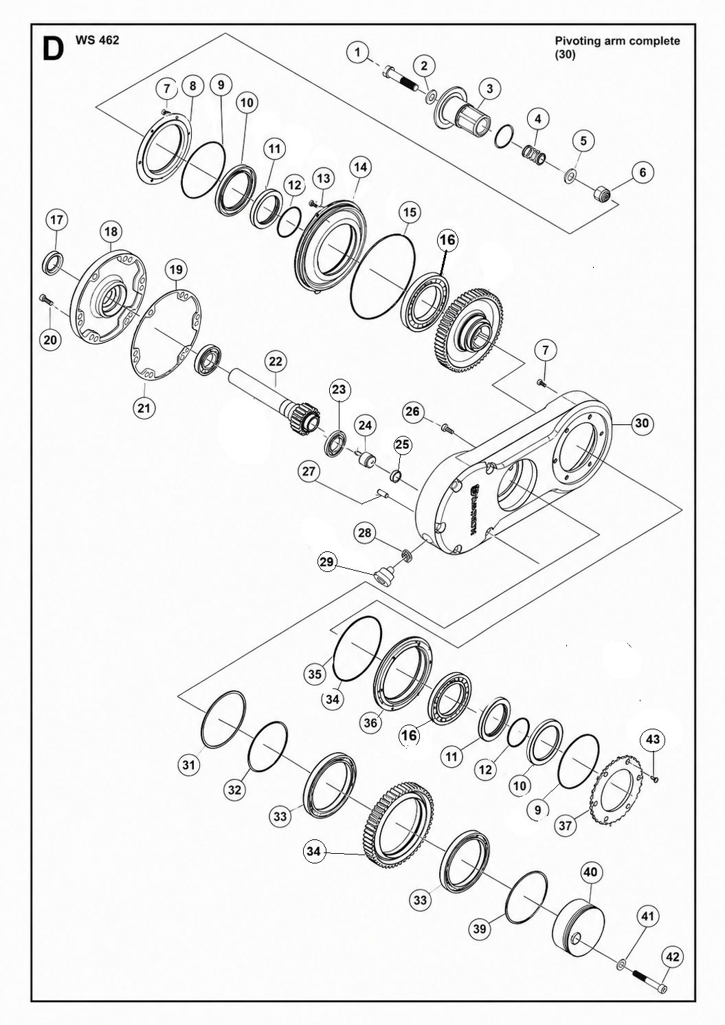 Pivoting Arm Complete assembly Parts For WS 462, WS 463 By Husqvarna