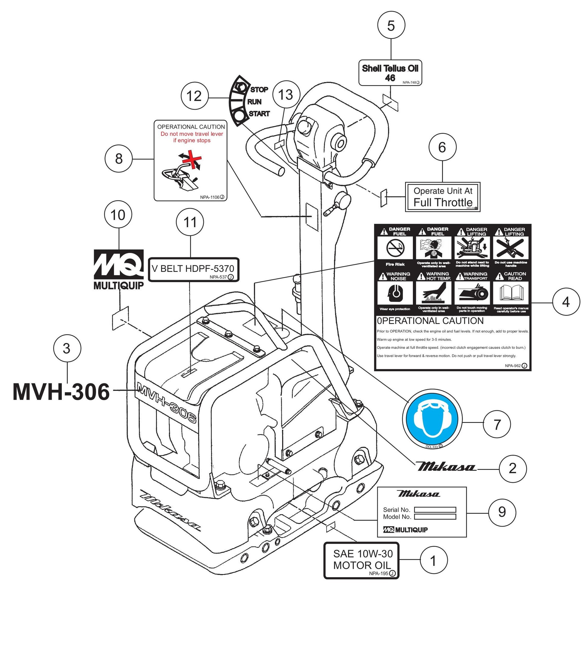 MVH306D Nameplate And Decals Assembly Parts