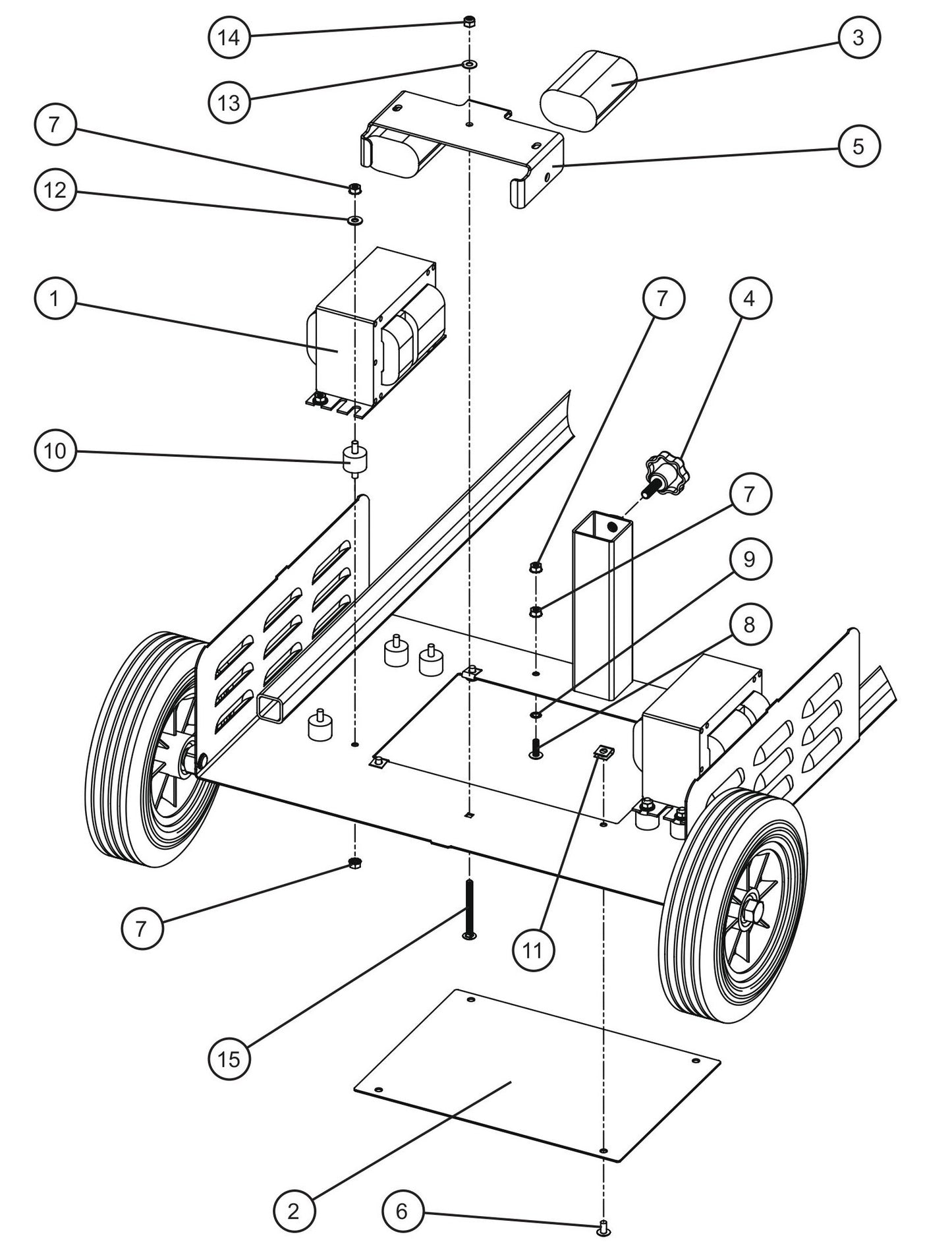 Port-A-Lite 2000 & 2500- PAL2500 Base Assembly Group (2 of 3) Parts By Allmand
