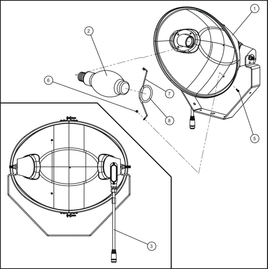 Port-A-Lite 2000 & 2500- 1250W Lamp Group Assembly Parts By Allmand