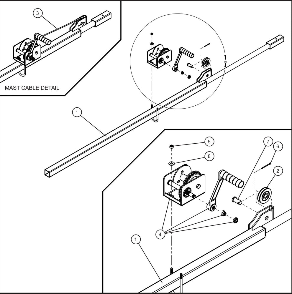 Port-A-Lite Single LED 50-60Hz Dual Lamp LED Outer Mast Group Assembly Parts by Allmand