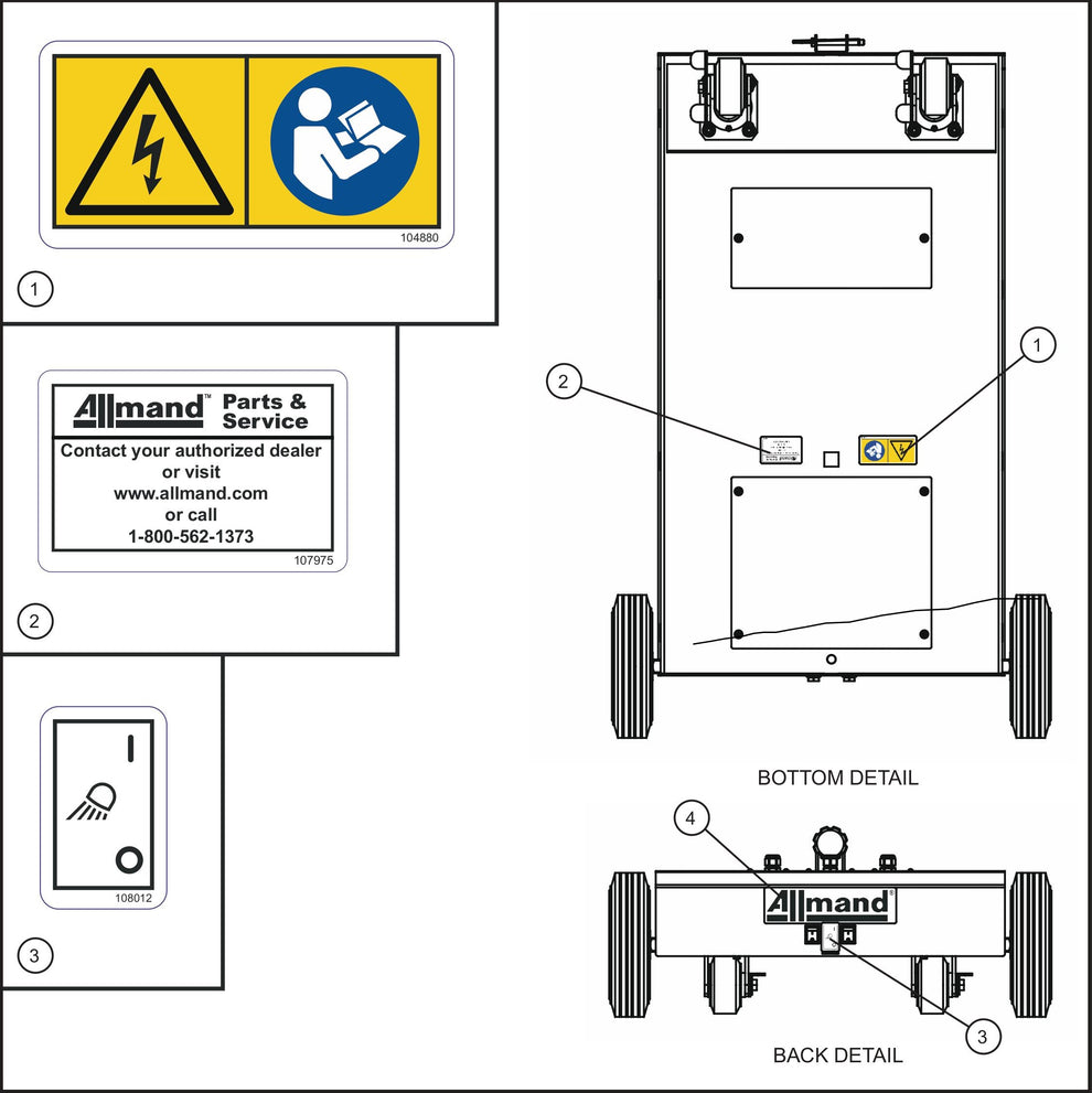 Port-A-Lite Single LED 50-60Hz Wordless Dual Lamp LED Decal Group (2 of 3) Assembly Parts by Allmand