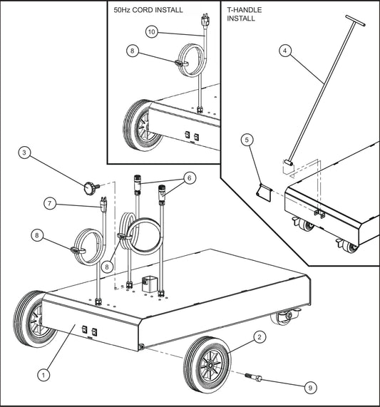 Port-A-Lite Single LED 50-60Hz Dual Lamp LED Base Assembly Group (1 of 3) Parts by Allmand
