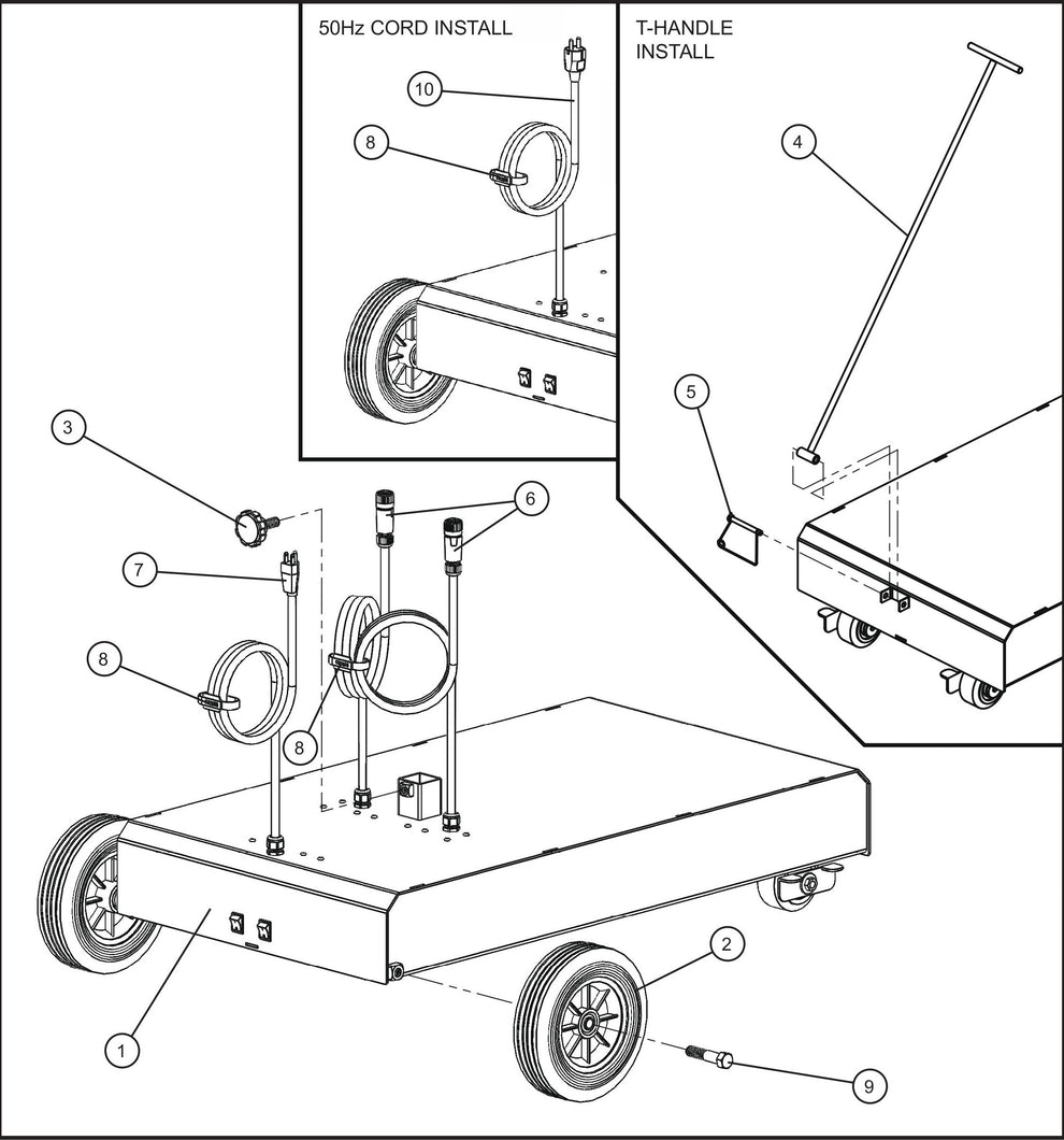 Port-A-Lite Single LED 50-60Hz Dual Lamp LED Base Assembly Group (1 of 3) Parts by Allmand