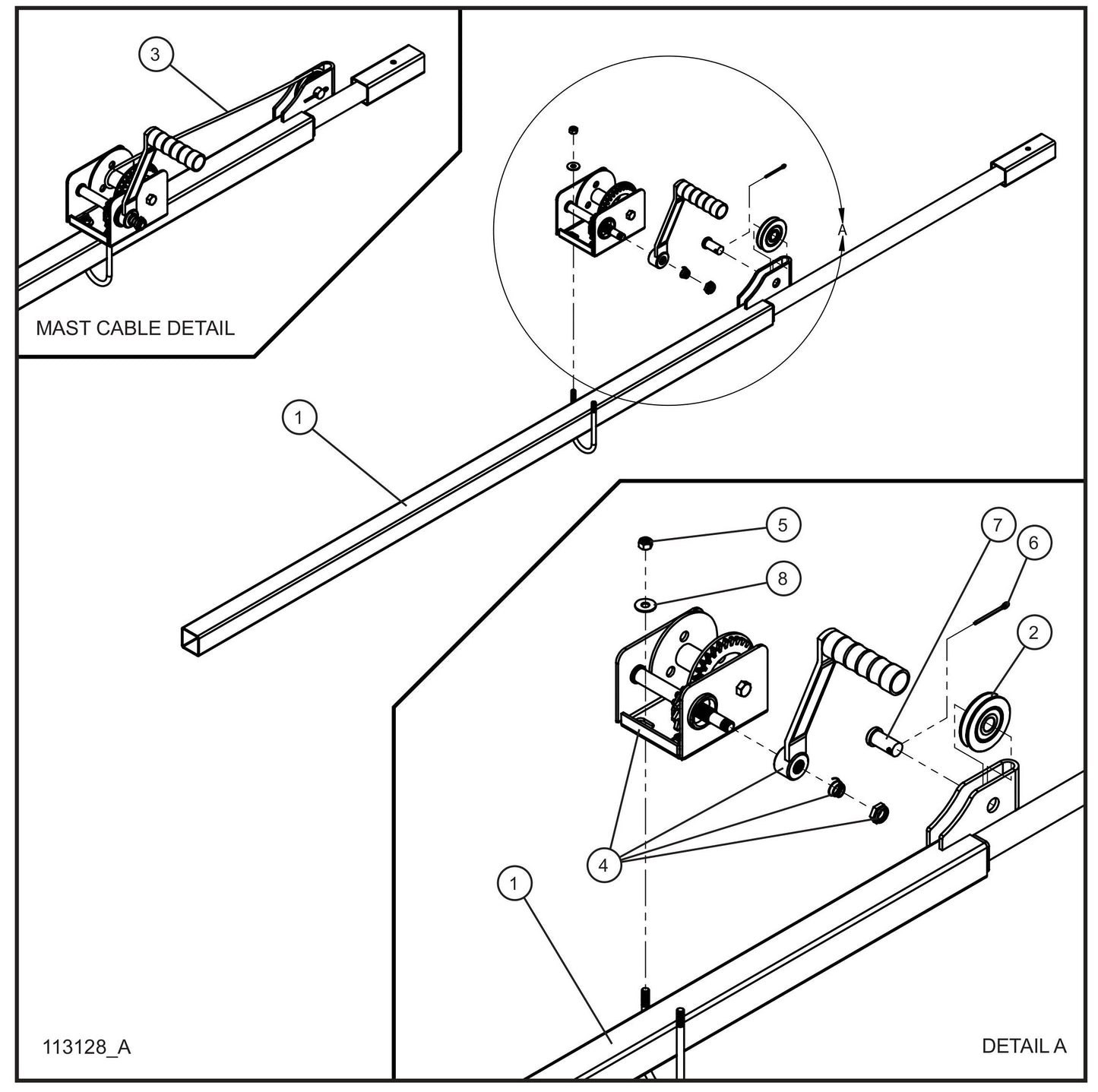 Port-A-Lite Dual LED 50-60Hz Dual Lamp LED Outer Mast Assembly Group Parts for Portable Light Parts by Allmand