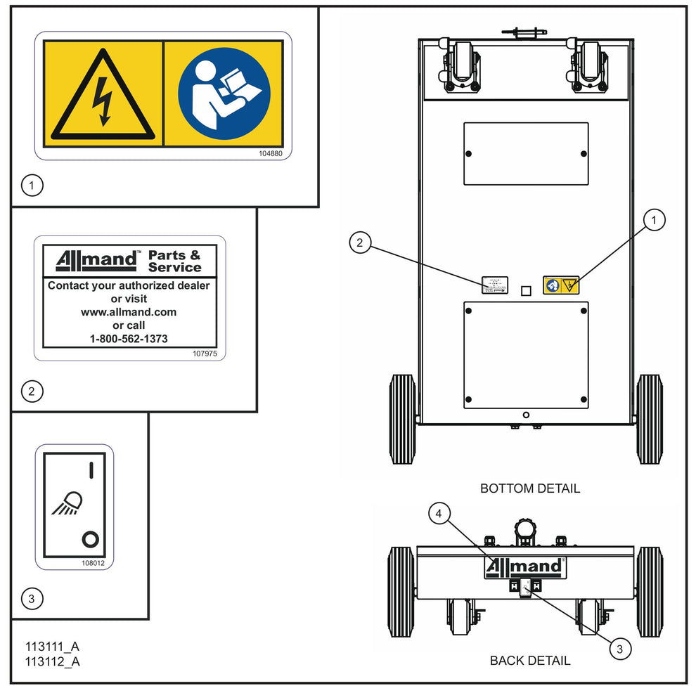 Port-A-Lite Dual LED 50-60Hz Wordless Dual Lamp LED Decal Group (2 of 3) Parts for Portable Light Parts by Allmand