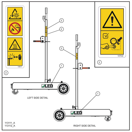 Port-A-Lite Dual LED 50-60Hz Wordless Dual Lamp LED Decal Group (3 of 3) Parts for Portable Light Parts by Allmand