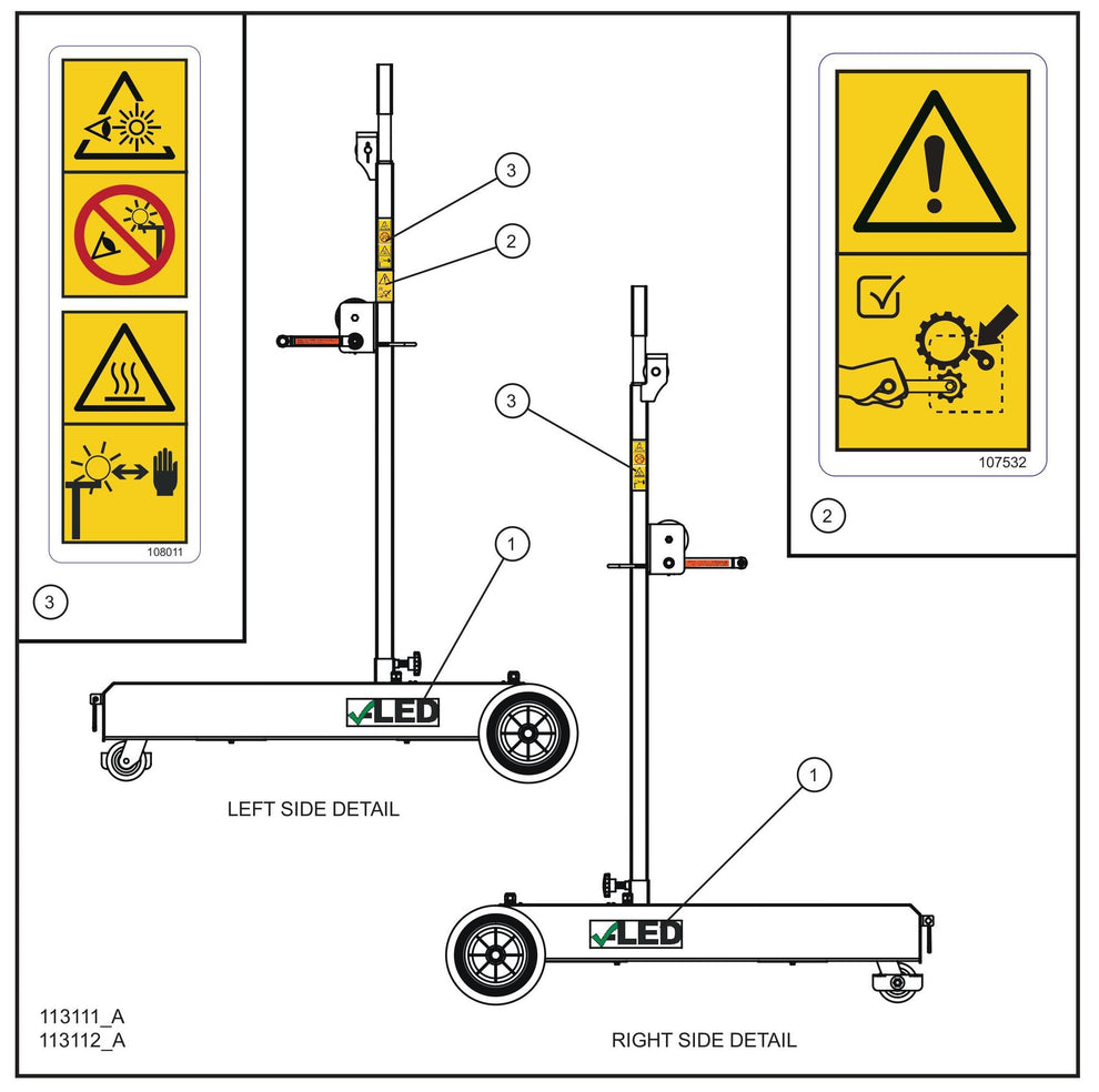 Port-A-Lite Dual LED 50-60Hz Wordless Dual Lamp LED Decal Group (3 of 3) Parts for Portable Light Parts by Allmand