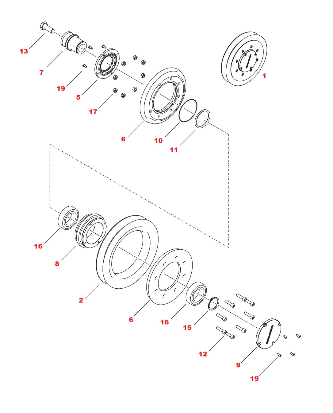 Hydrostress SB Pulley dia 200 Assembly Parts