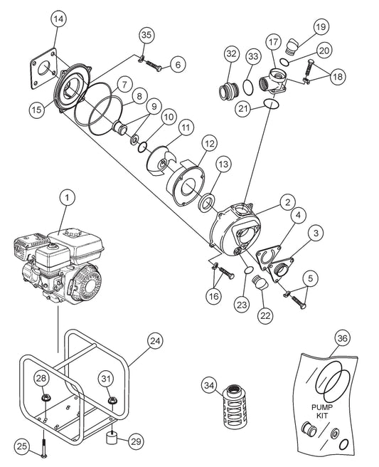 MQ QP204H Pump Assembly Parts