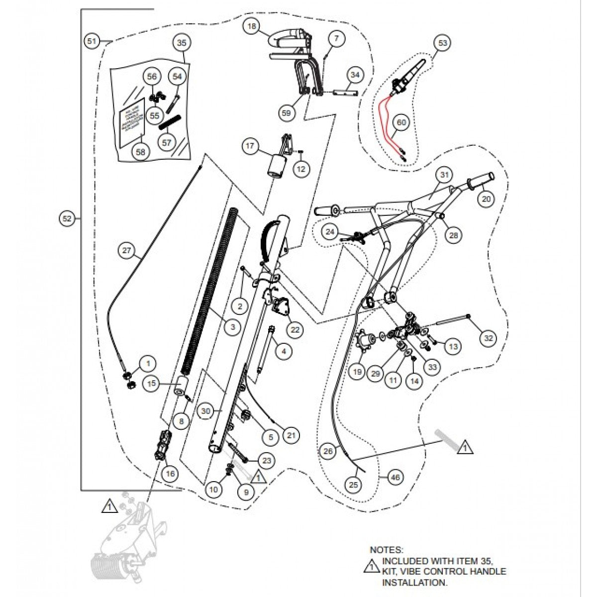 Quick-Pitch Handle Assembly (Vibration Control) Parts for B46-Series Trowels by Multiquip Whiteman