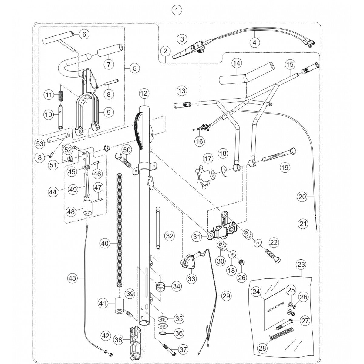 Quick-Pitch™ Handle Assembly Parts for J3036H55 Trowels by Multiquip Whiteman