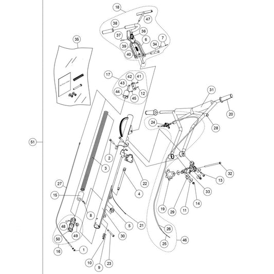 Quick-Pitch Handle Assembly Parts for J36S60 Trowels by Multiquip Whiteman