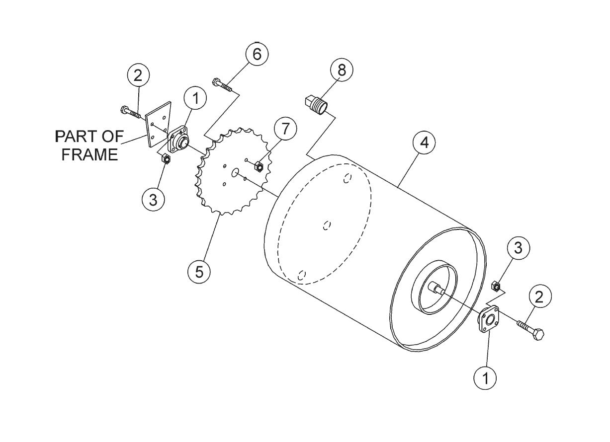 R2000H —  Rear Drum Assy. Parts By Multiquip