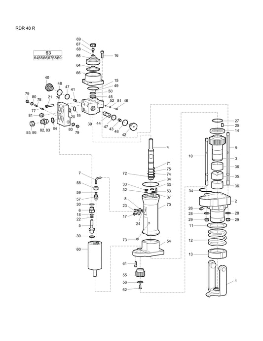 RDR 48 Rock Drill Parts by Chicago Pneumatics