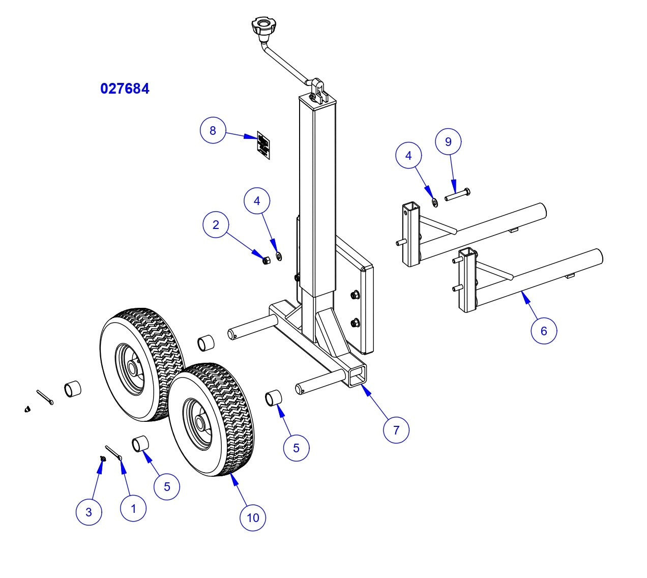 HP205 High Performance Riders Rear Dolly Jack Assembly Parts by Allen Engineering