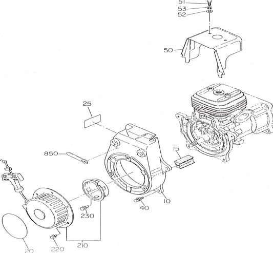 MT60HS Robin EC-08GH Engine Recoil Starter And Blower Assembly Part