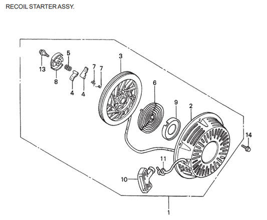 GA6HE-GA6HEA—HONDA GX340K1EDE2 ENGINE—Recoil Starter  Assembly Parts By Multiquip
