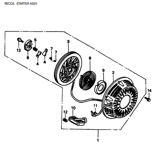 GA97HZ GA-9.7 HZ —HONDA GX610K1 ENGINE — Recoil Starter Assembly Parts By multiquip