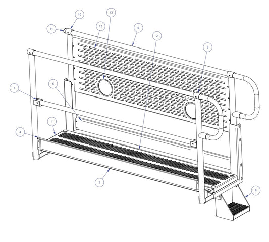 TRTP255T4 Triple Roller Tube Pavers RH End Access Platform Assembly Parts by Allen Engineering