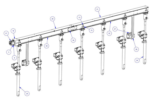 TRTP275 Triple Roller Tube Pavers RH Rack-7 Bank Assembly Parts by Allen Engineering