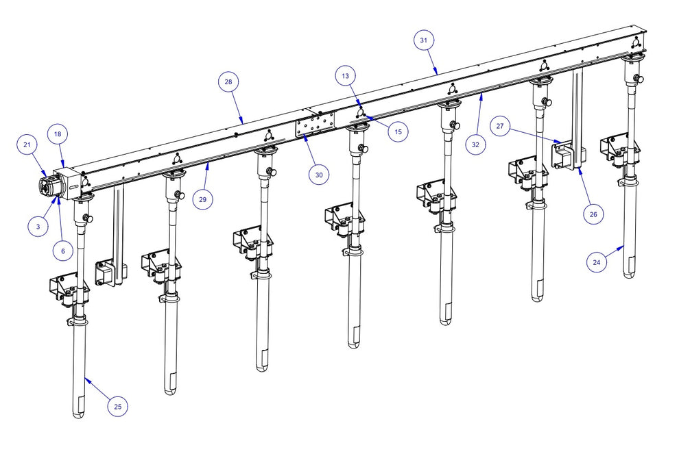 TRTP275 Triple Roller Tube Pavers RH Rack-7 Bank Assembly Parts by Allen Engineering